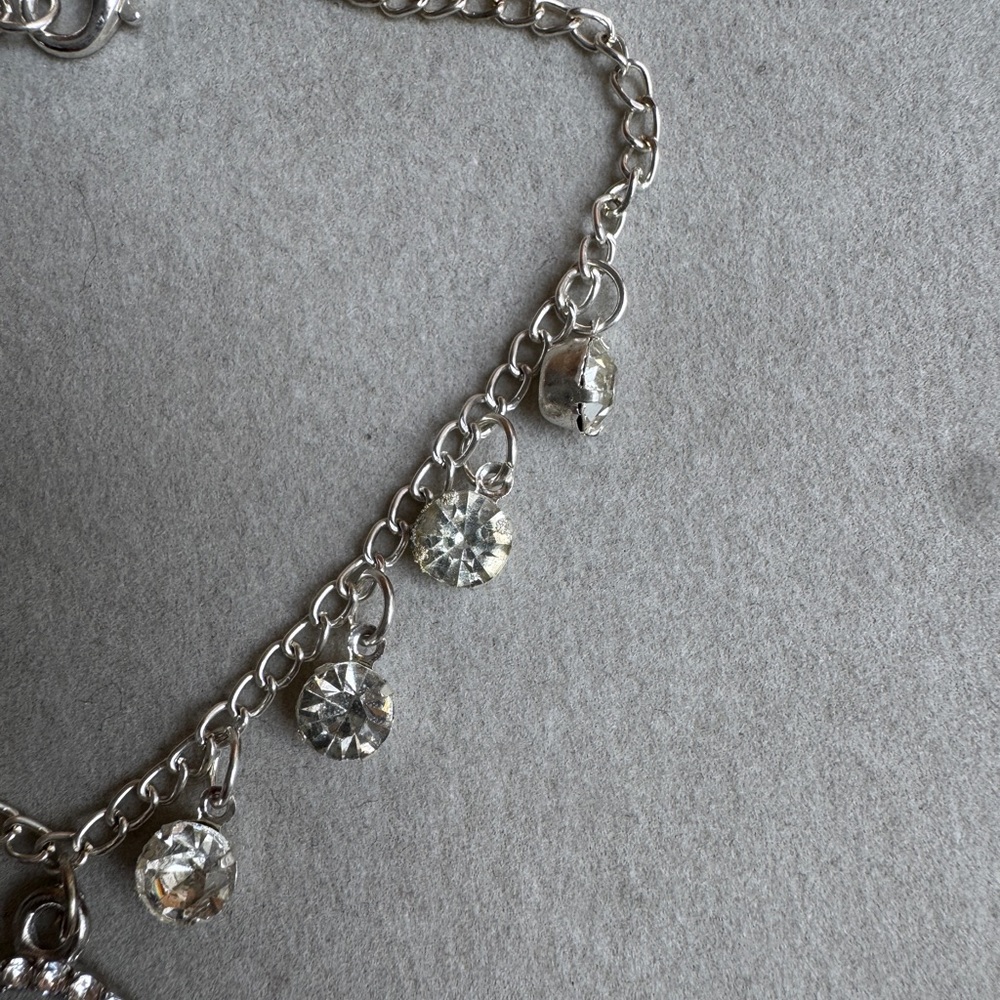 Michael Kors MK Charm Bracelet Silver Tone Rhinestone Logo 9” + 2” Extender - Picture 4 of 5